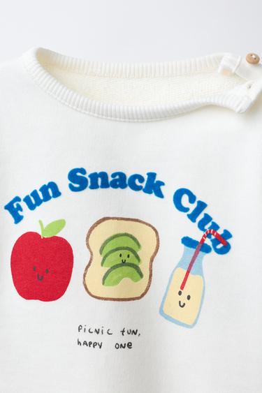 SWEAT À IMPRIMÉ FLOQUÉ - Blanc cassé de Zara - Image 2