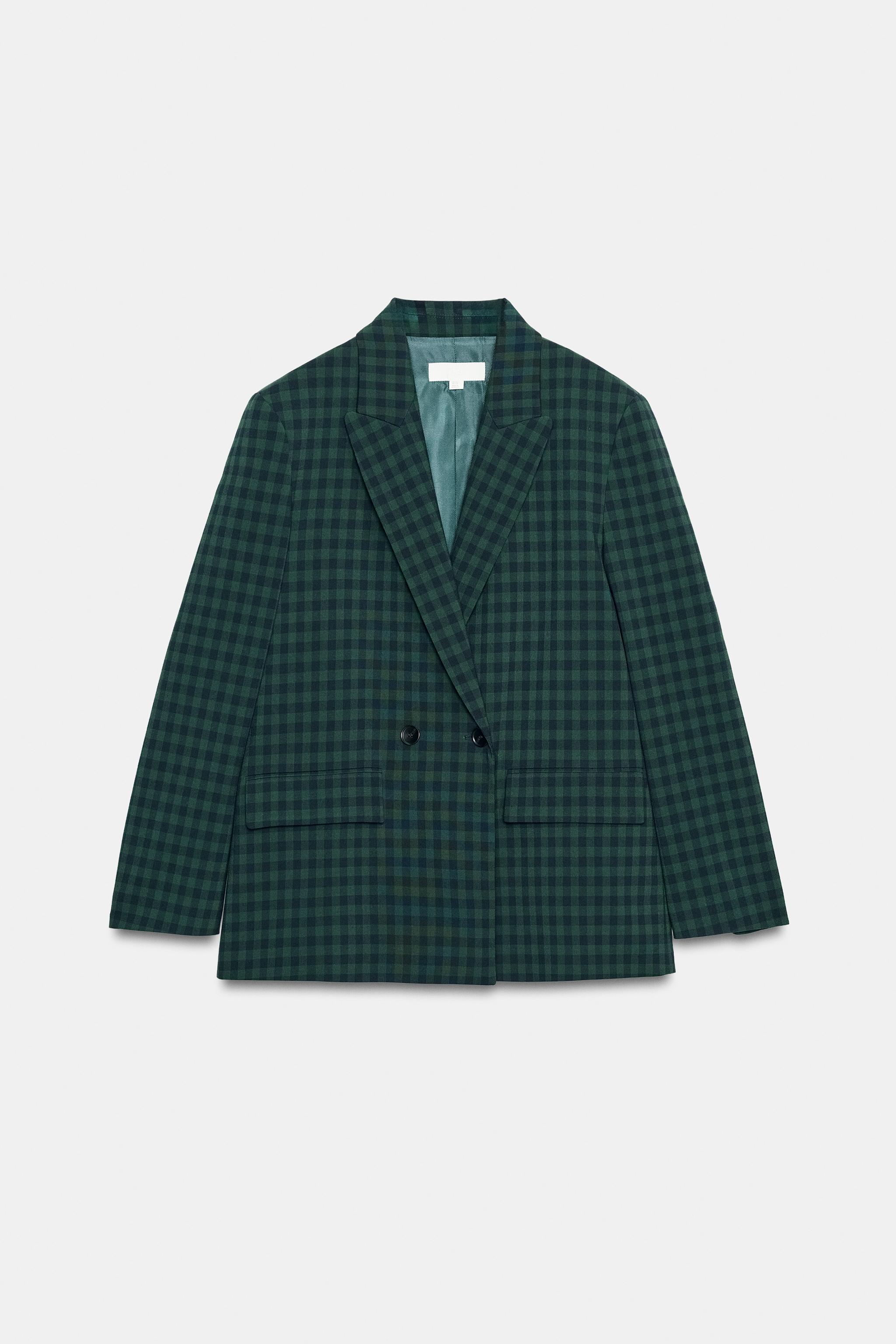 CHECKED DOUBLE-BREASTED BLAZER