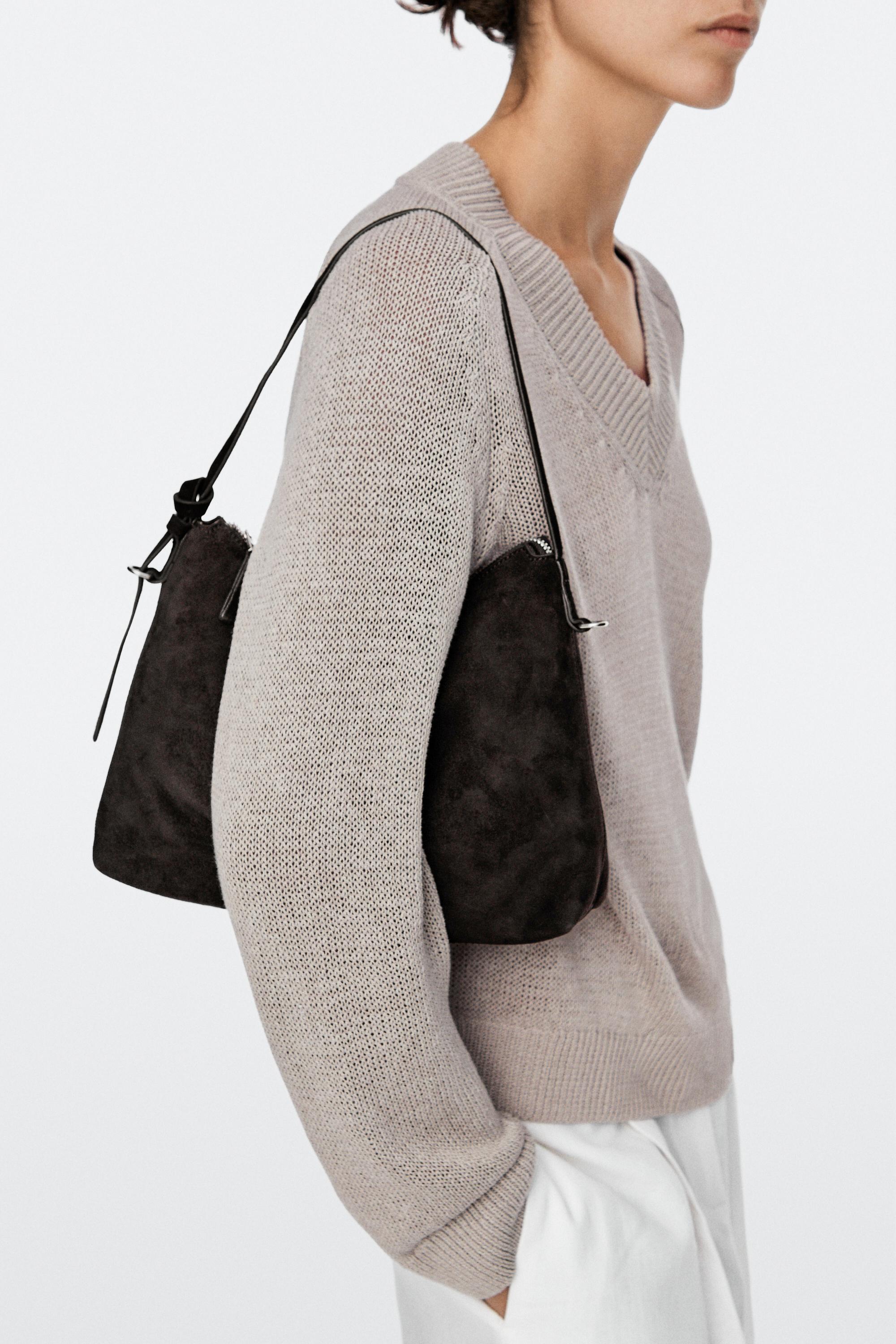 Sac à bandoulière moyen en croûte de cuir