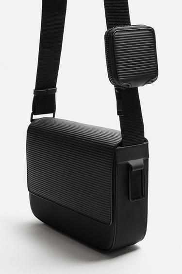 Zara TEXTURED RUBBERIZED CROSSBODY BAG - Black