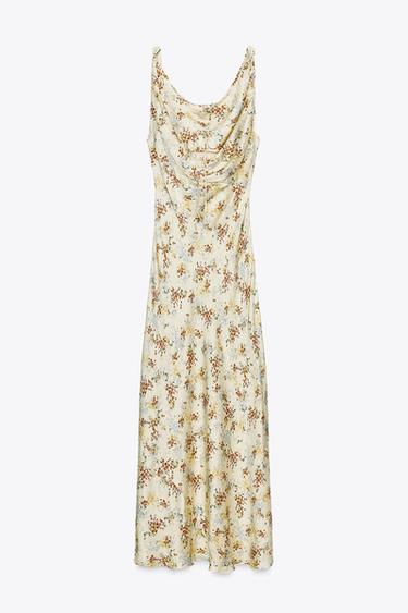 ZW COLLECTION PRINTED SATIN DRESS - Yellow by Zara - Image 6