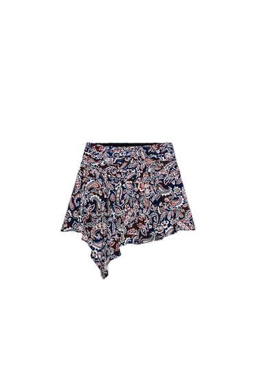 ASYMMETRIC PRINTED SKORT - Blue by Zara