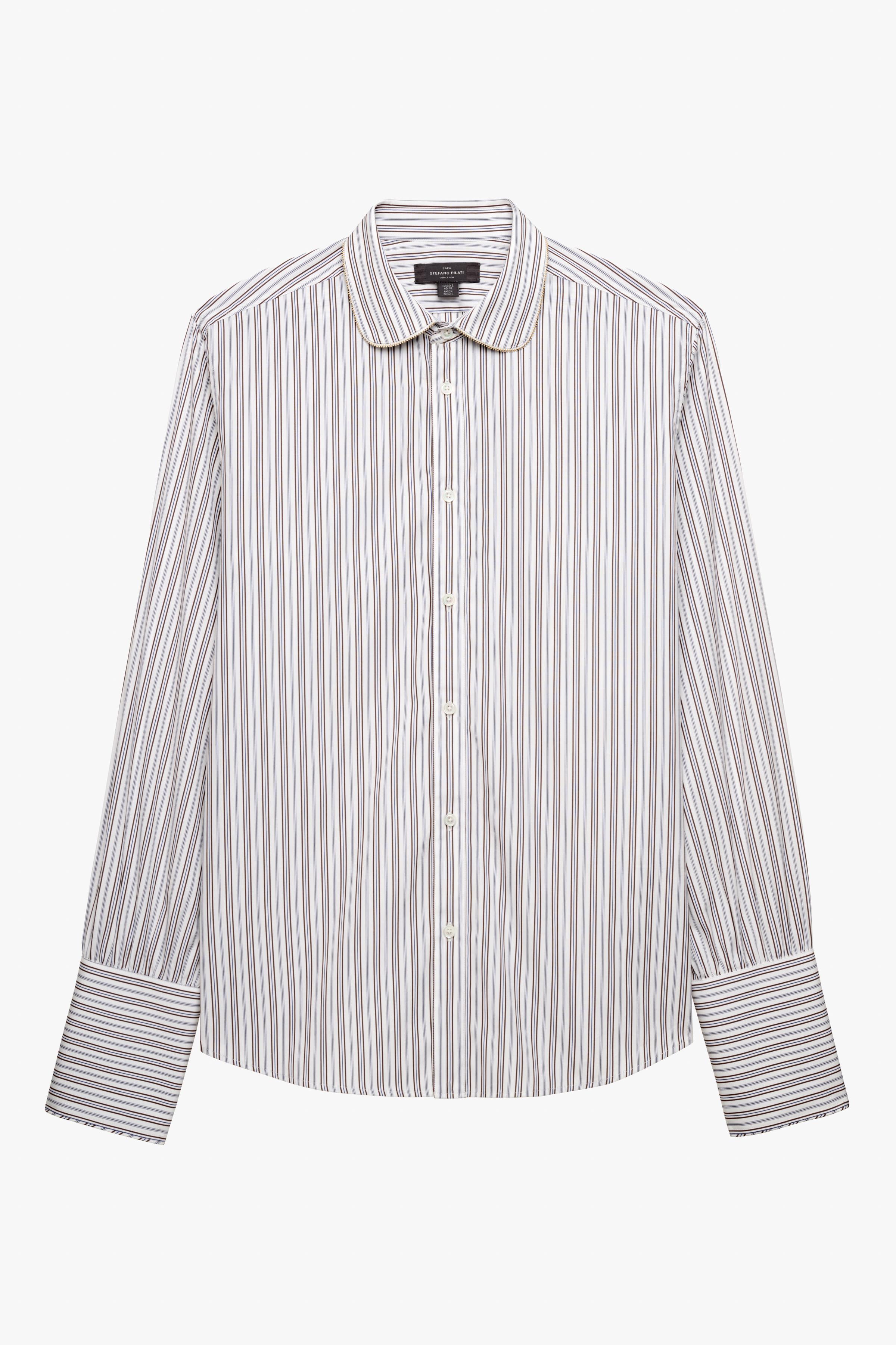 Black and white striped shirt zara best sale