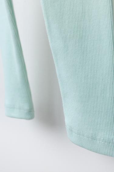 RIBBED LEGGINGS WITH LABEL - Sea green by Zara