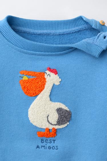 EMBROIDERED TERRY PELICAN SWEATSHIRT - Blue by Zara - Image 2