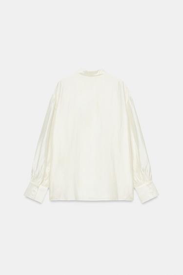 CHEMISE SATINÉE À LIENS ZW COLLECTION - Blanc cassé de Zara - Image 6