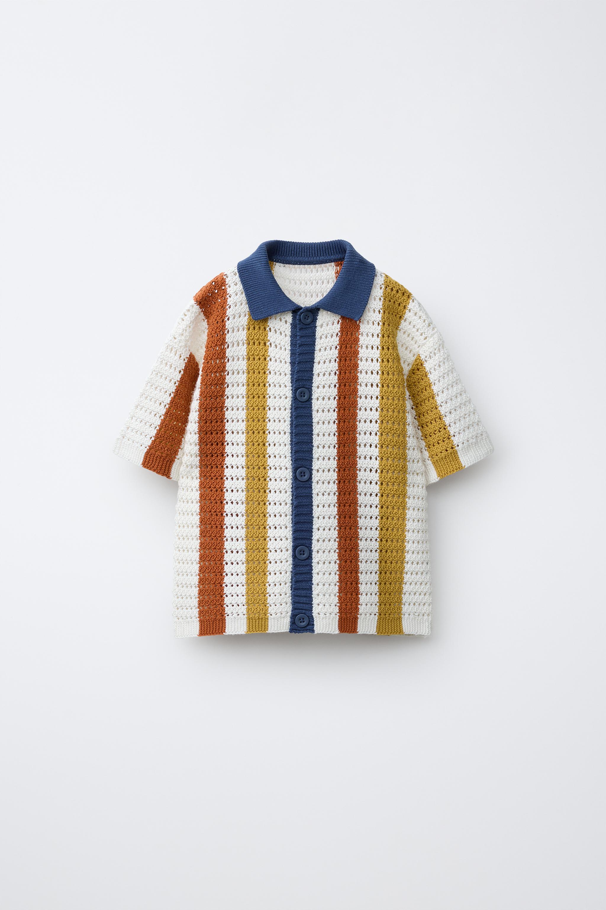 ストライプニットシャツ - ダークゴールデンブラウン | ZARA Japan / 日本