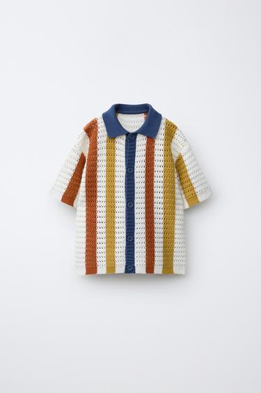 Zara PLETENA KOŠULJA NA PRUGE – Tamna žuto-smeđa