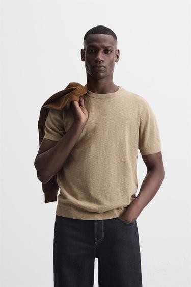 COTTON - LINEN SWEATER - camel by Zara