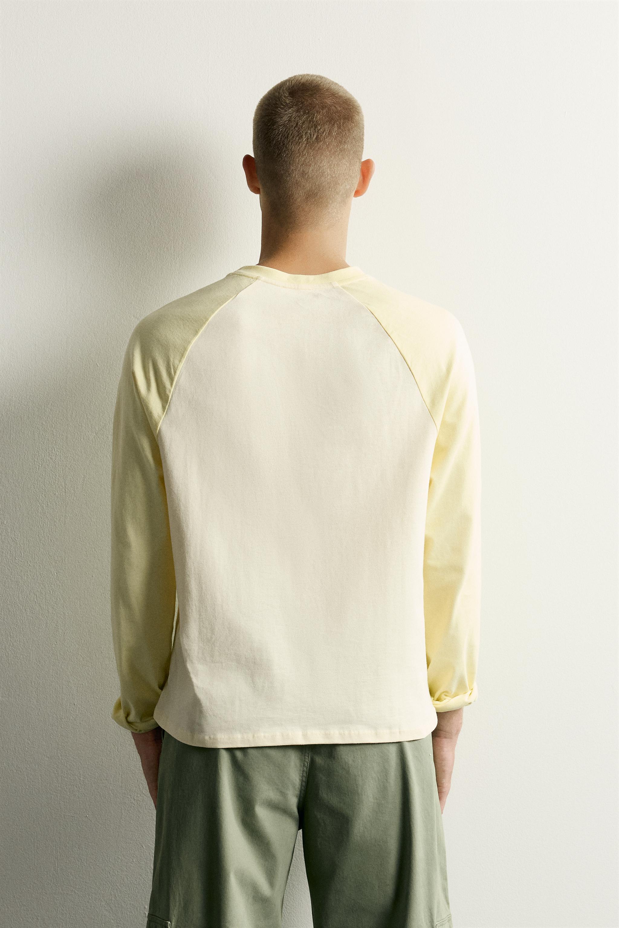 Мужские футболки Zara RELAXED FIT RAGLAN T-SHIRT — фото 3