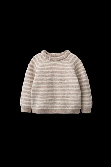 STRIPED WOOL AND CASHMERE SWEATER - Tan marl by Zara