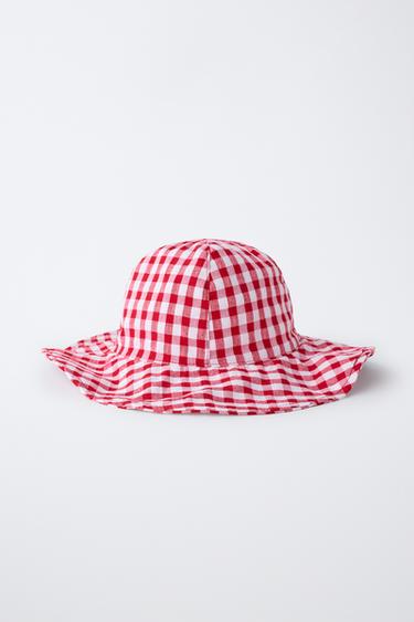 BONNET BUCKET À CARREAUX VICHY - Blanc / Rouge de Zara - Image 3