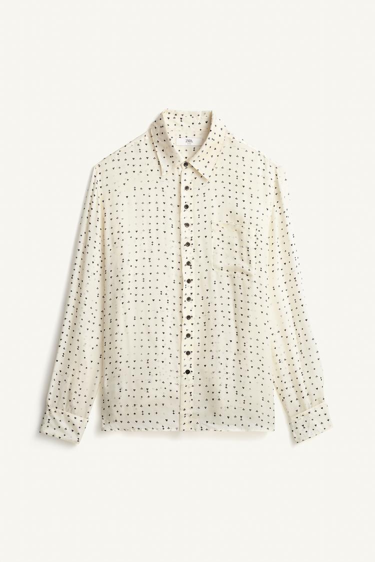 Camisa 100 cupro estampado naipes