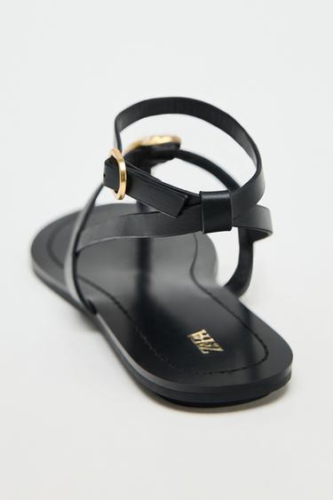 FLAT SANDALS WITH METAL PIECE - Black by Zara - Image 5