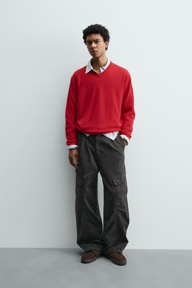 JERSEY REGULAR FIT CON LANA - Rojo vivo de Zara - Imagen 0