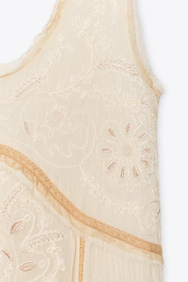 ZW COLLECTION EMBROIDERED DRESS - Ecru by Zara - Image 7