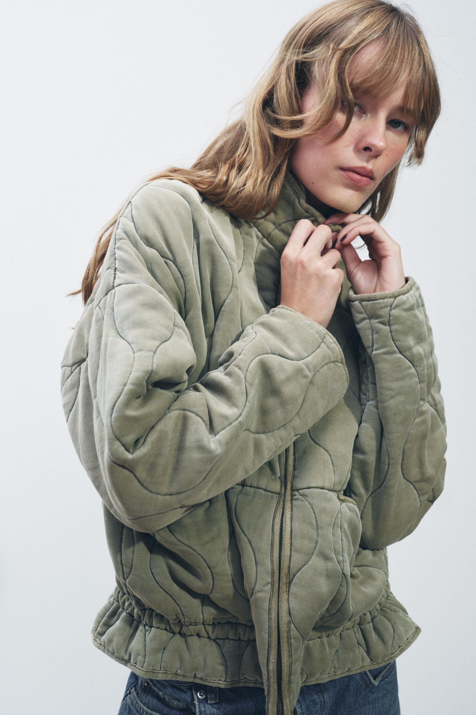 Green puffer jacket zara best sale