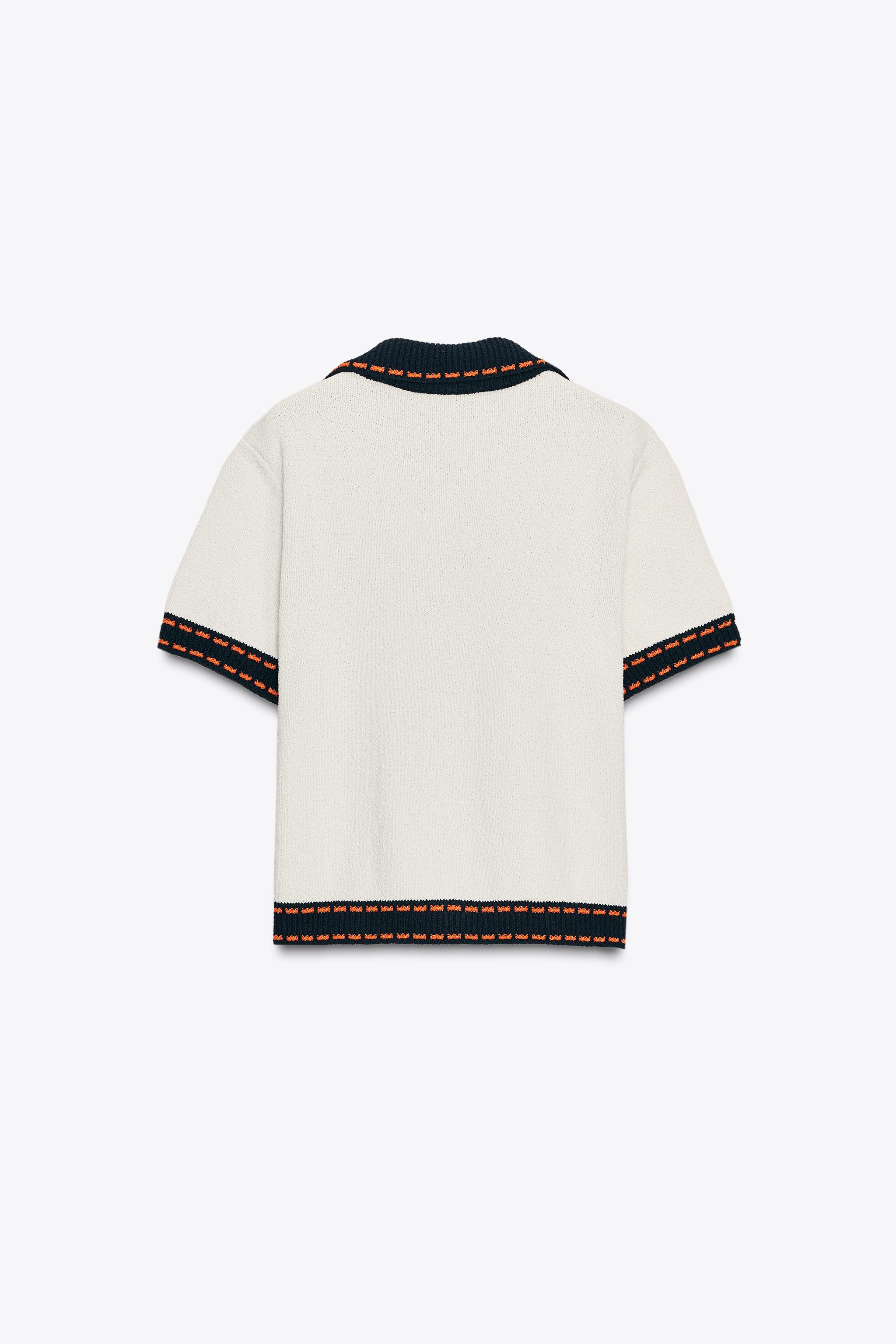 ZARA　ショートスリーブニットジャケット ZARA ステッチ入りショートスリーブニットジャケットSサイズ