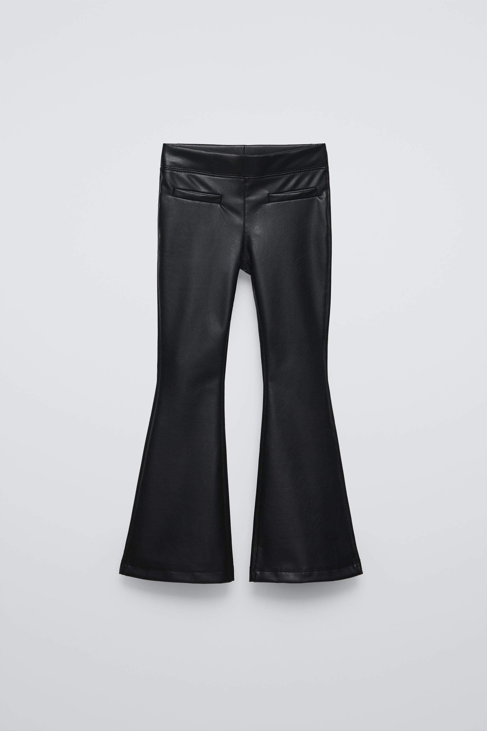 LEATHER EFFECT FLARED LEGGINGS Black ZARA Cambodia