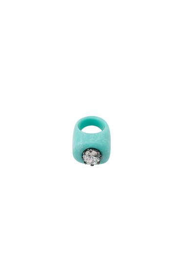 RESIN JEWEL RING - Light blue by Zara