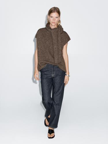 Jeans straight fit tiro alto - Azul de Zara