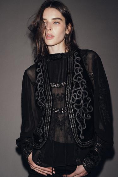 EMBROIDERED VELVET WAISTCOAT ZW COLLECTION - Black by Zara