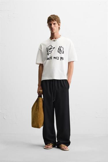 COMBINED PRINT T-SHIRT - White by Zara - Image 0
