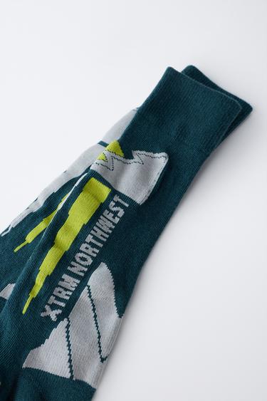 SKI COLLECTION LONG THERMAL SOCKS - Duck green by Zara - Image 2