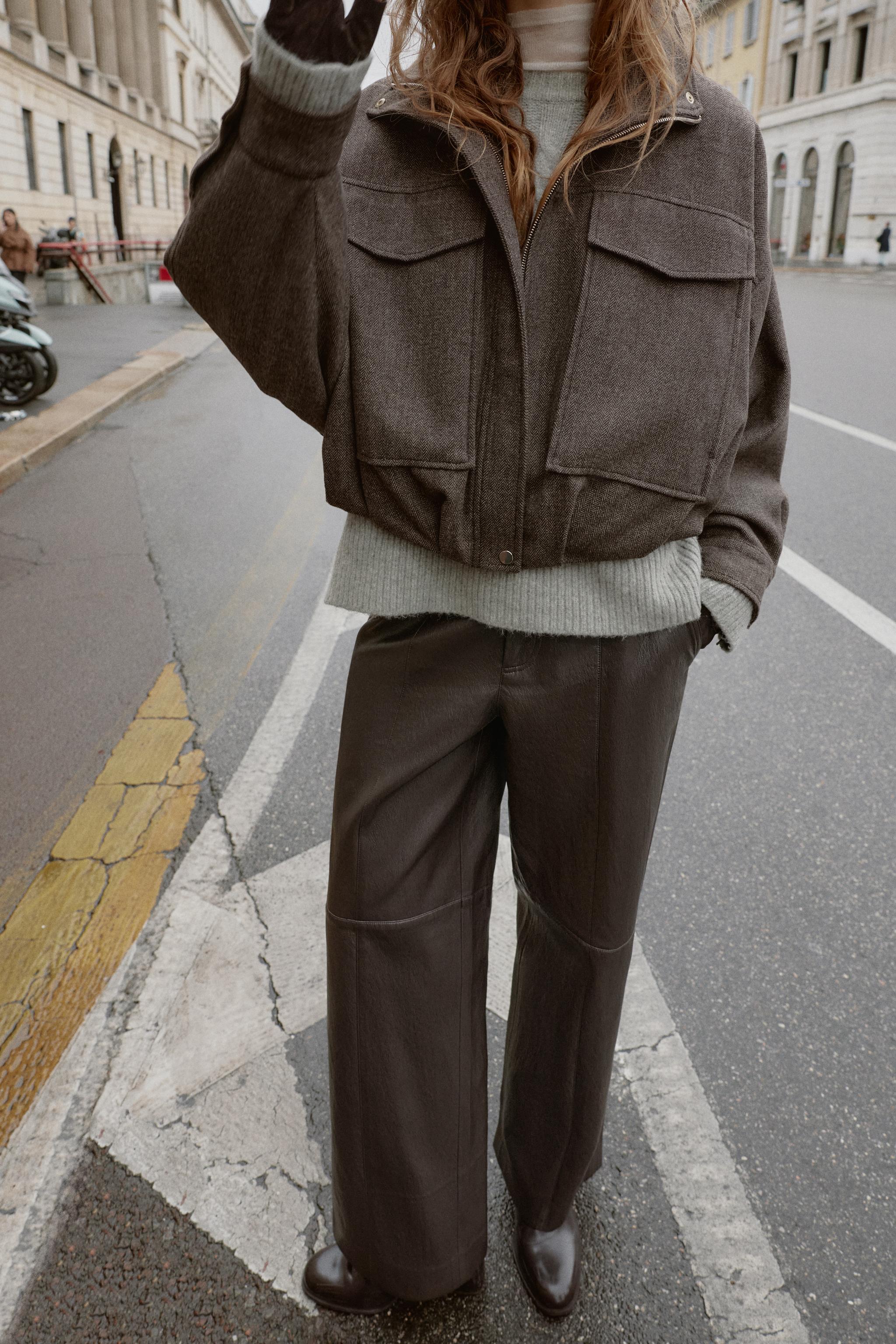 2023aw ZARA 異素材 ハイネック　ボンバージャケット アウター ボンバージャケット – レディース | ZARA 日本