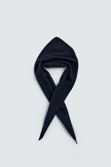 BANDANA EN MAILLE 100 % LAINE - Bleu marine de Zara - Image 1