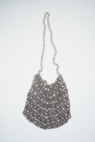 ÇANTË THES MINI ME RRUAZA - Argjend nga Zara