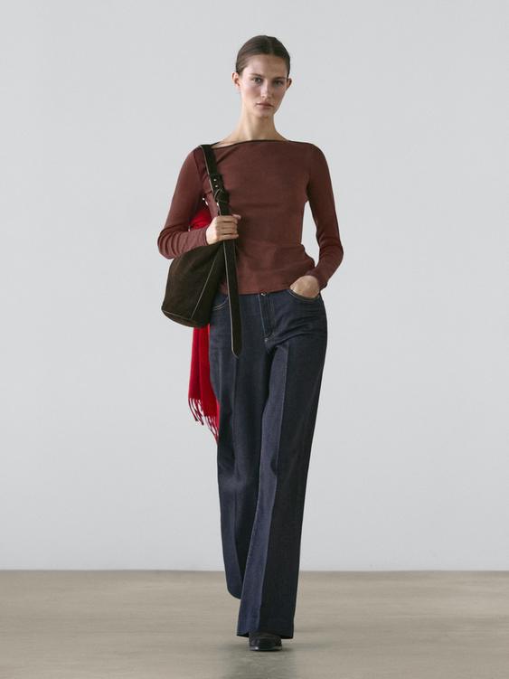 Top with contrast trim detail