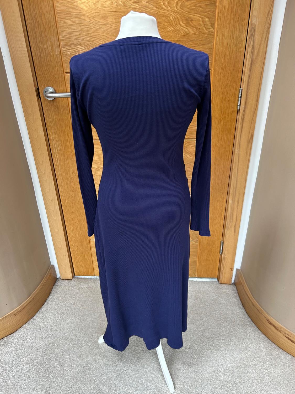 ZARA RIBBED MIDI DRESS IN NAVY BLUE - Image 3