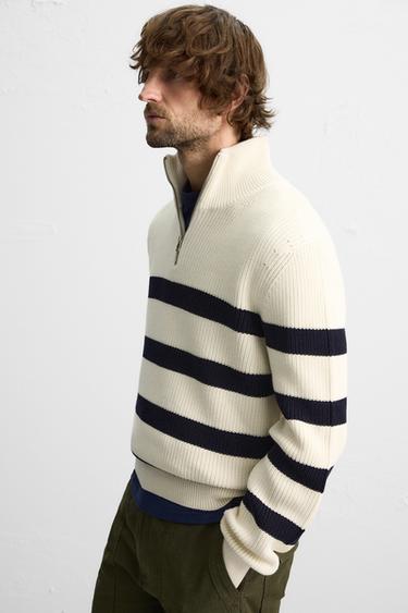BASIC QUARTER-ZIP SWEATER - Stripes by Zara - Image 4