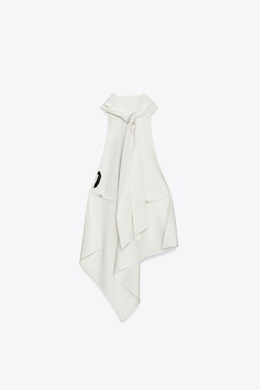 TOP SATINÉ HALTER - Blanc cassé de Zara - Image 6