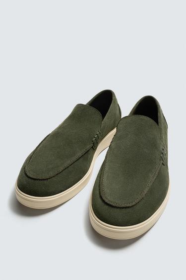 CASUAL LEATHER LOAFERS - Sea green by Zara - Image 1