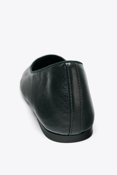 BALLERINES EN CUIR - Vert foncé de Zara - Image 4