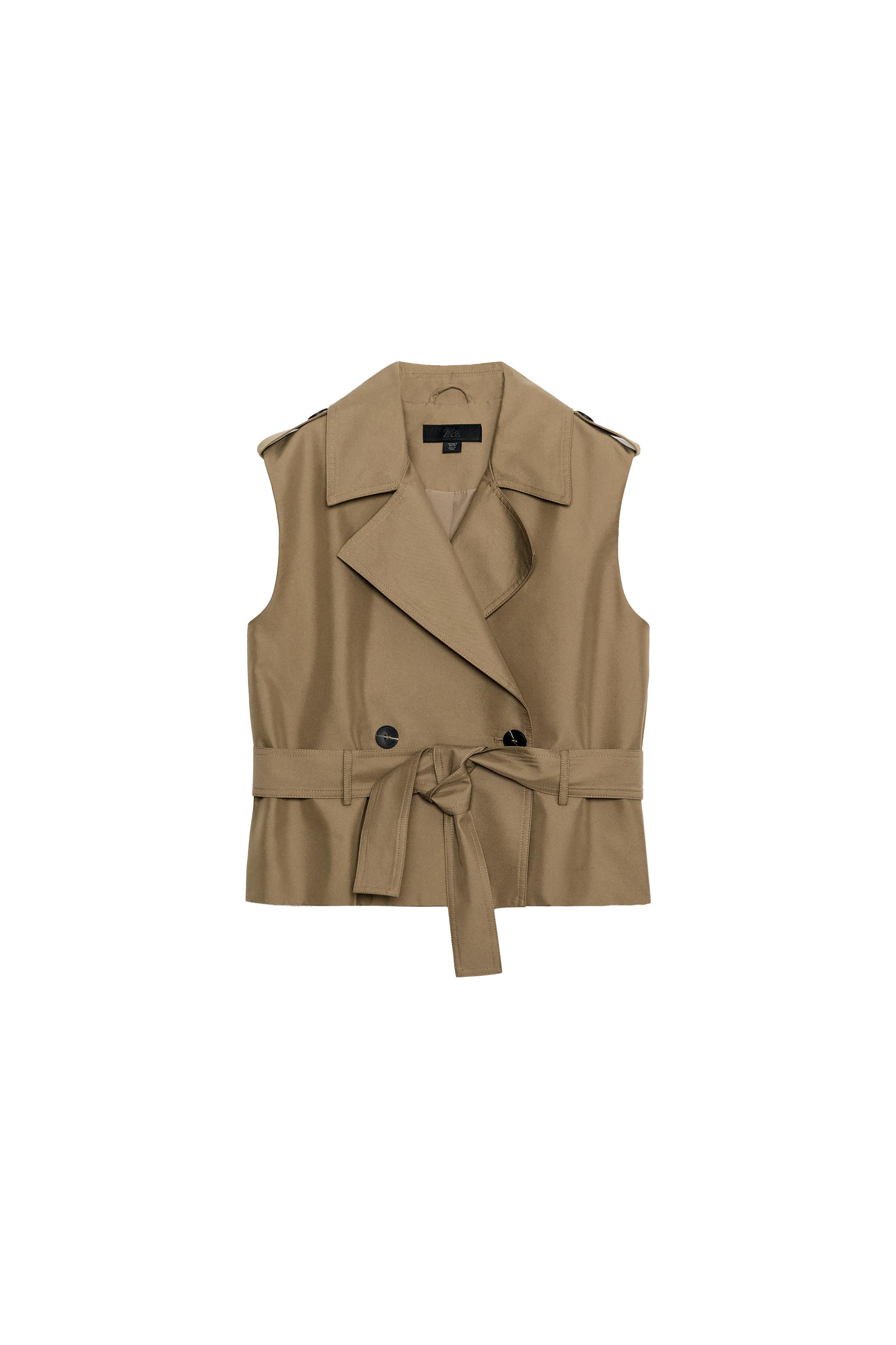 ZARA ベルト付きダブルブレストベスト カーキ ベルト付きラップベスト - カーキ | ZARA Japan / 日本