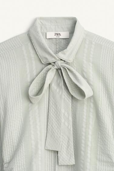 LIMITED EDITION LACE SHIRT WITH TIES - Sea green by Zara - Image 7