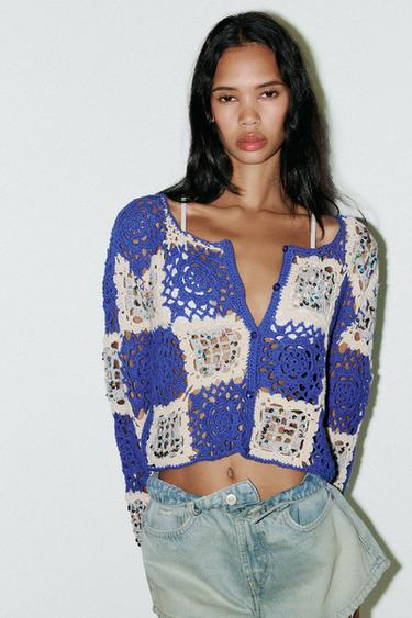HÄKELJACKE MIT PAILLETTEN - Bunt von Zara