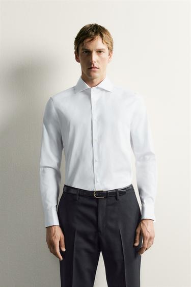 SLIM FIT SHIRT WITH BARREL CUFFS - White by Zara