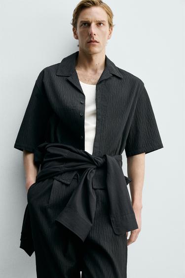 CHEMISE RELAXED FIT EN JACQUARD À CARREAUX - Noir de Zara - Image 4