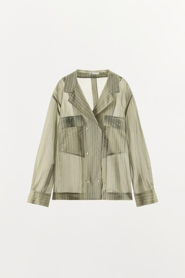 Zara STRIPED SILK BLEND SHIRT - Striped