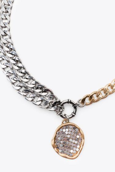 CONTRAST COIN NECKLACE - Gold / Silver by Zara - Image 3