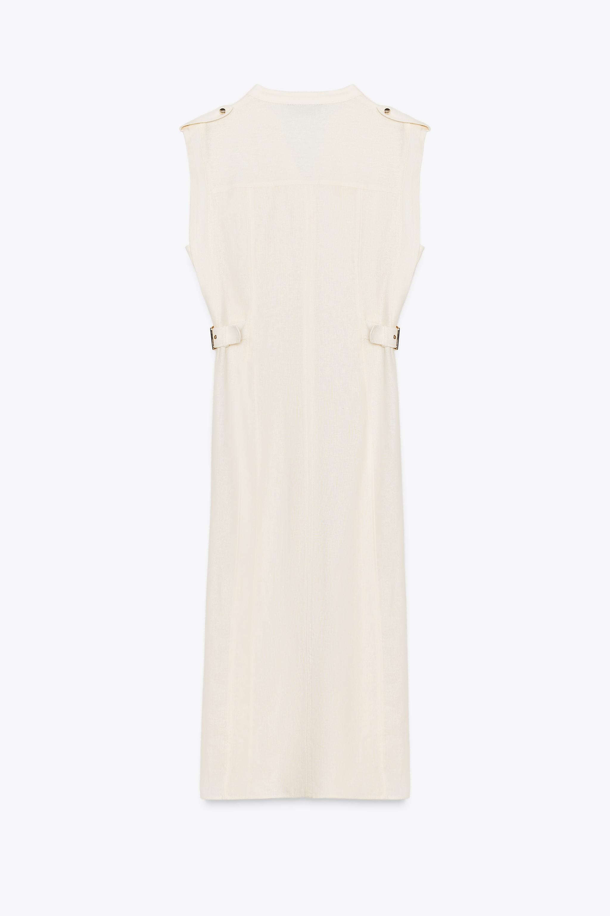 ROBE MIDI À PASSANTS AVEC LIN
