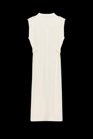 MIDI DRESS WITH BELT LOOPS IN A LINEN BLEND - Ecru by Zara