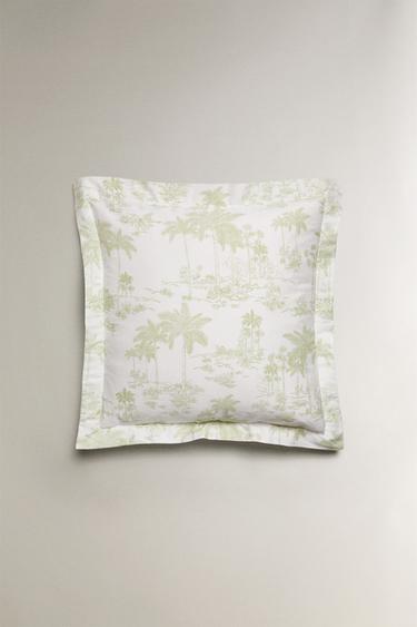 TOILE DE JOUY PALM TREE SATEEN PILLOWCASE - Green by Zara - Image 2