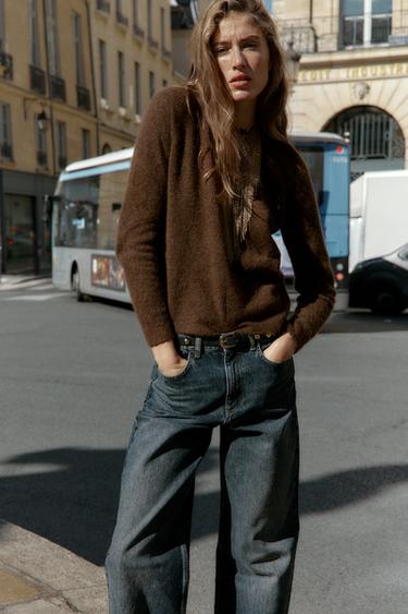 PULL AVEC LAINE ET ALPAGA - Marron de Zara