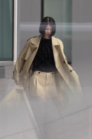 ベルト付きトレンチコートベージュZaraのベルト付きトレンチコート - ベージュ 