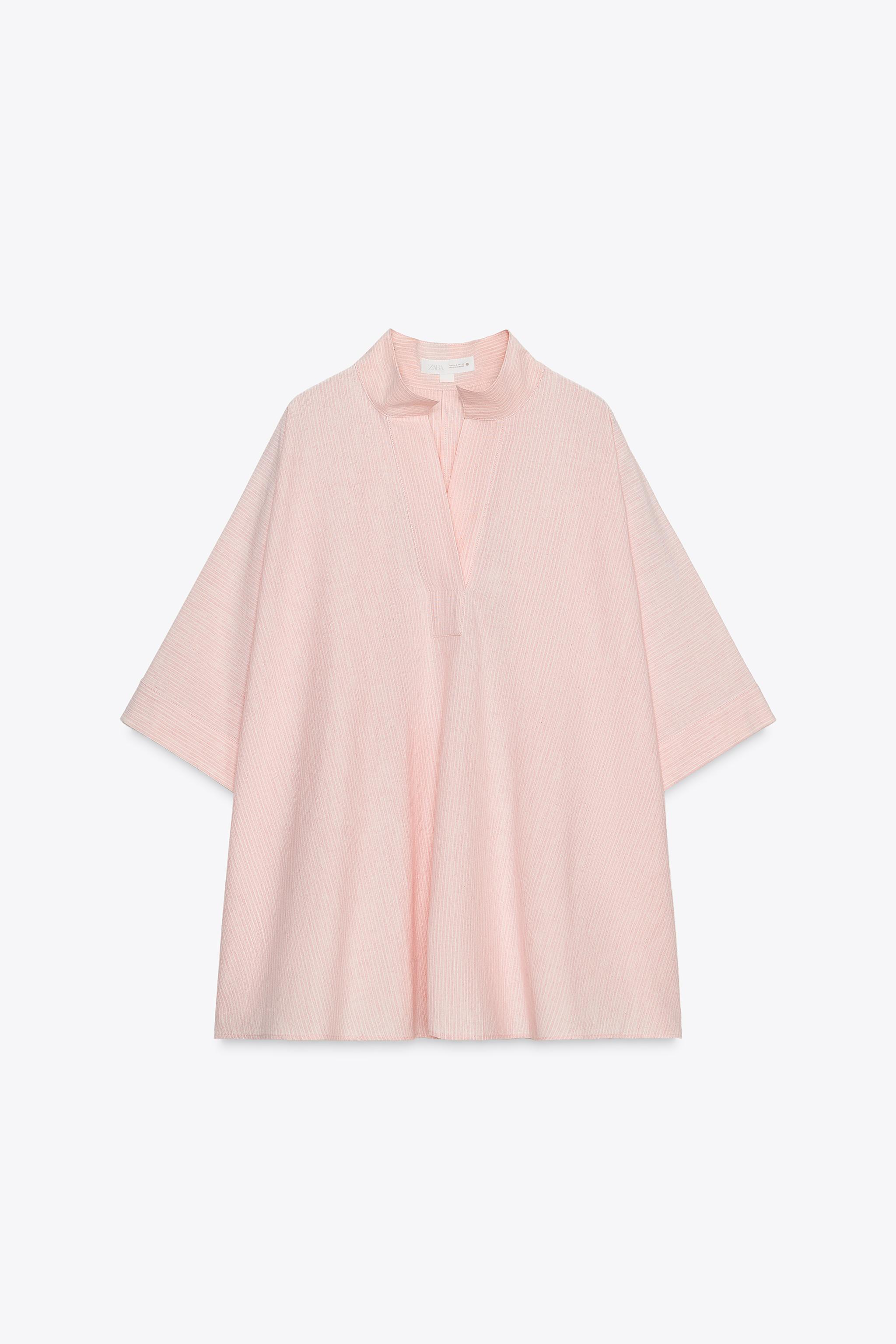 12/19 17:30 2枚 STRIPED OVERSIZED CAPE SHIRT ZW COLLECTION - Pink | ZARA Canada